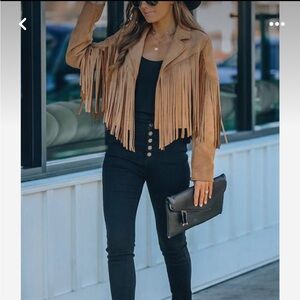 NBW! Faux Suede Cropped Fringe Jacket